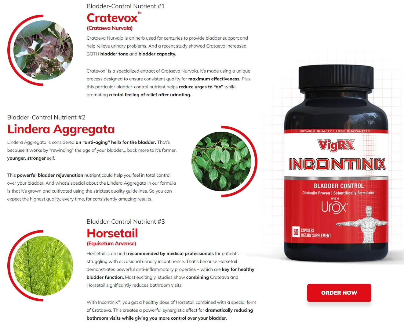 VigRX Incontinix bladder control nutrients