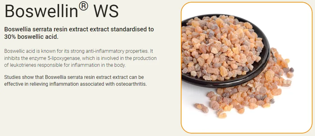 flexomore ingredients boswellin ws boswellia serrate resin