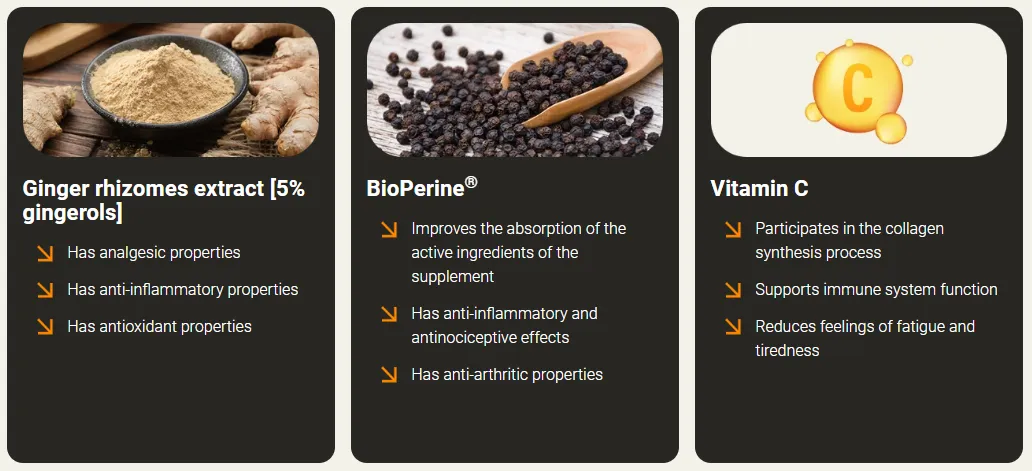 flexomore ingredients ginger rhizomes extract bioperine vitamin c