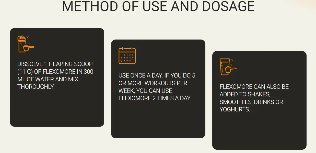 flexomore method of usage and dosage