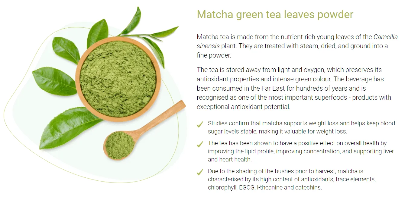 matcha extreme ingredients tea leaves powder