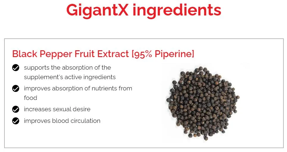 GigantX ingredients Black Pepper Fruit