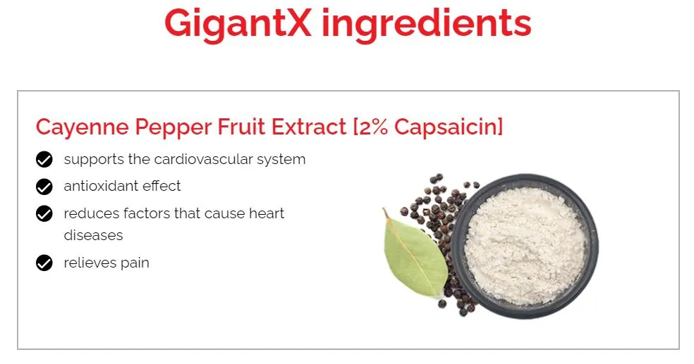 GigantX ingredients Cayenne Pepper Fruit