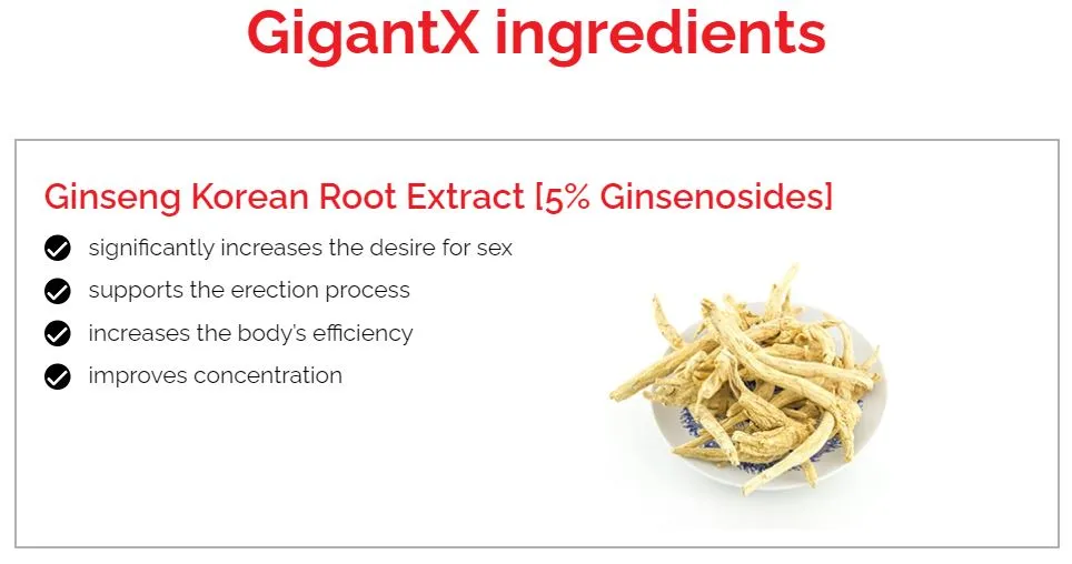 GigantX ingredients Ginseng Korean Root