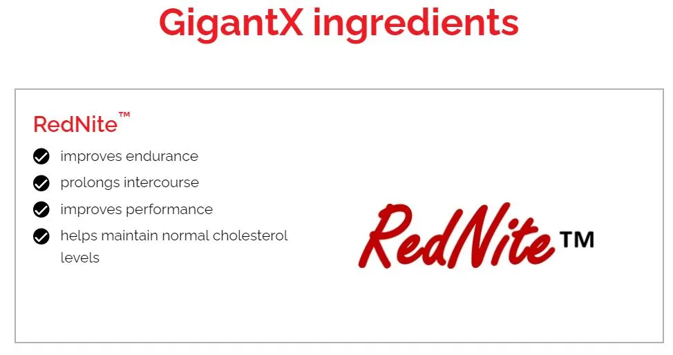 GigantX ingredients RedNite