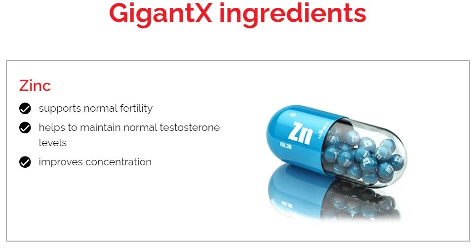 GigantX ingredients Zinc