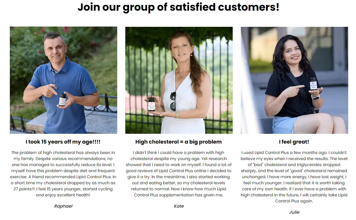 Lipid Control Plus customer reviews and testimonials