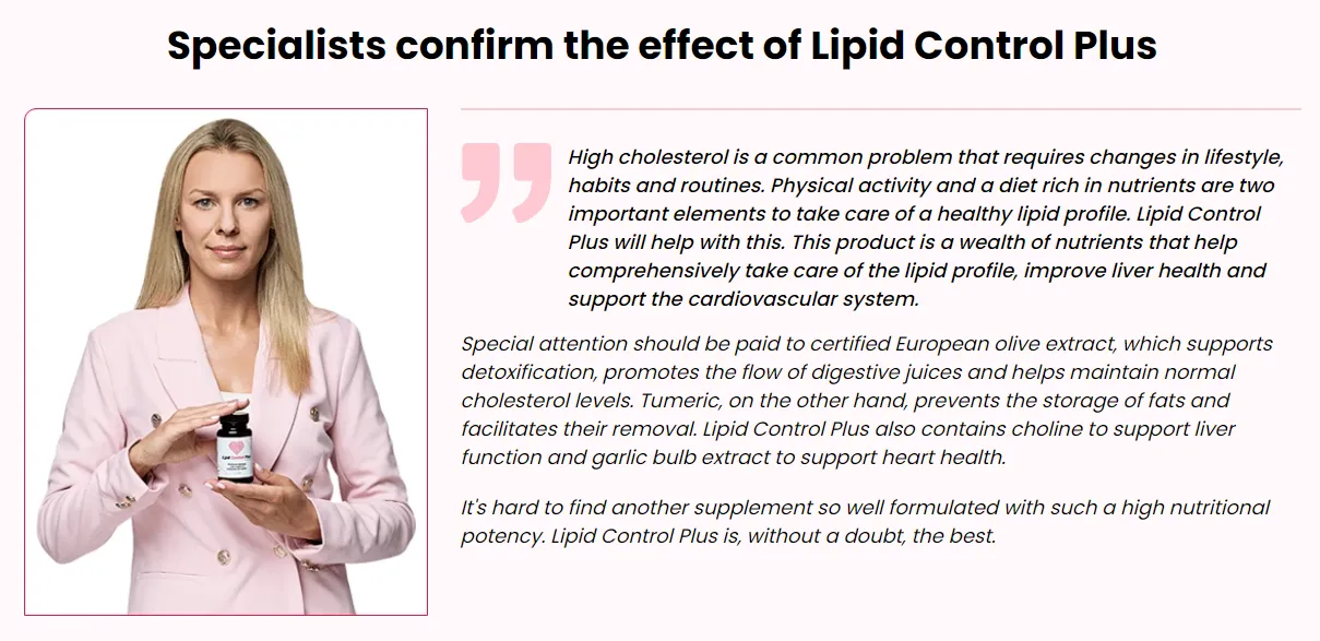 Lipid Control Plus specialists confirm the effect