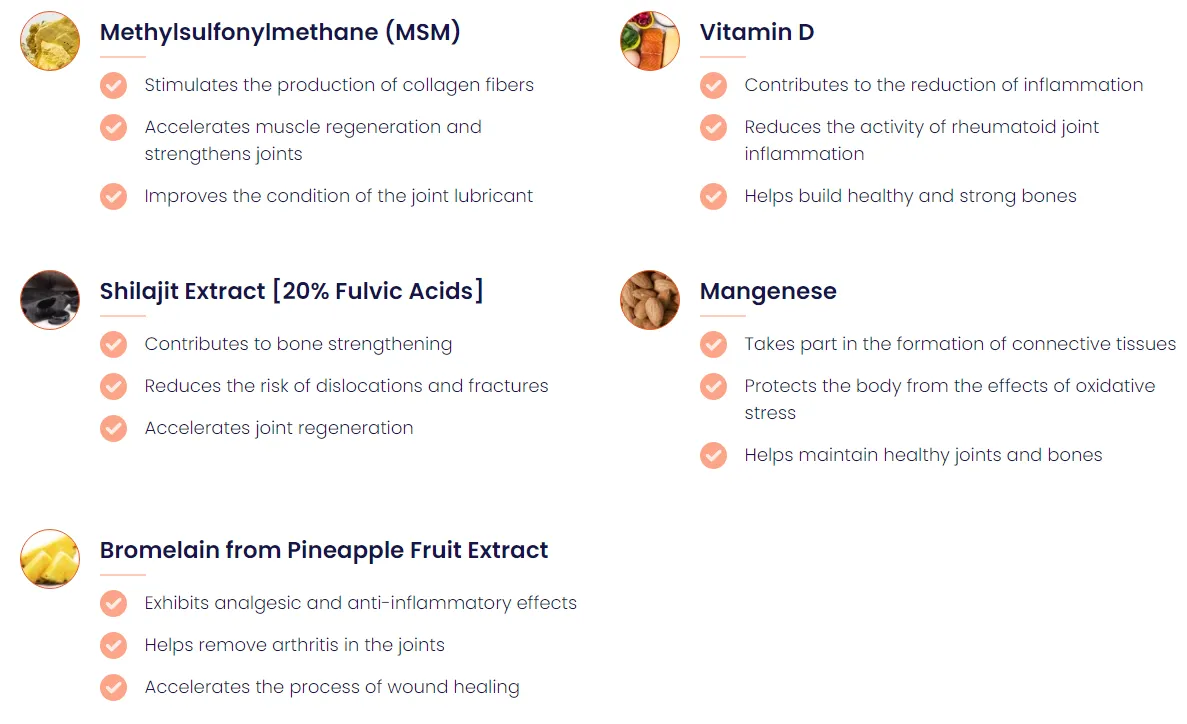 NuviaLab Flex ingredients methylsulfonylmethane msm vitamin d shilajit extract managenese bromelain pineapple