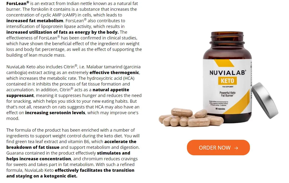 NuviaLab Keto ingredients ForsLean extract from indian nettle