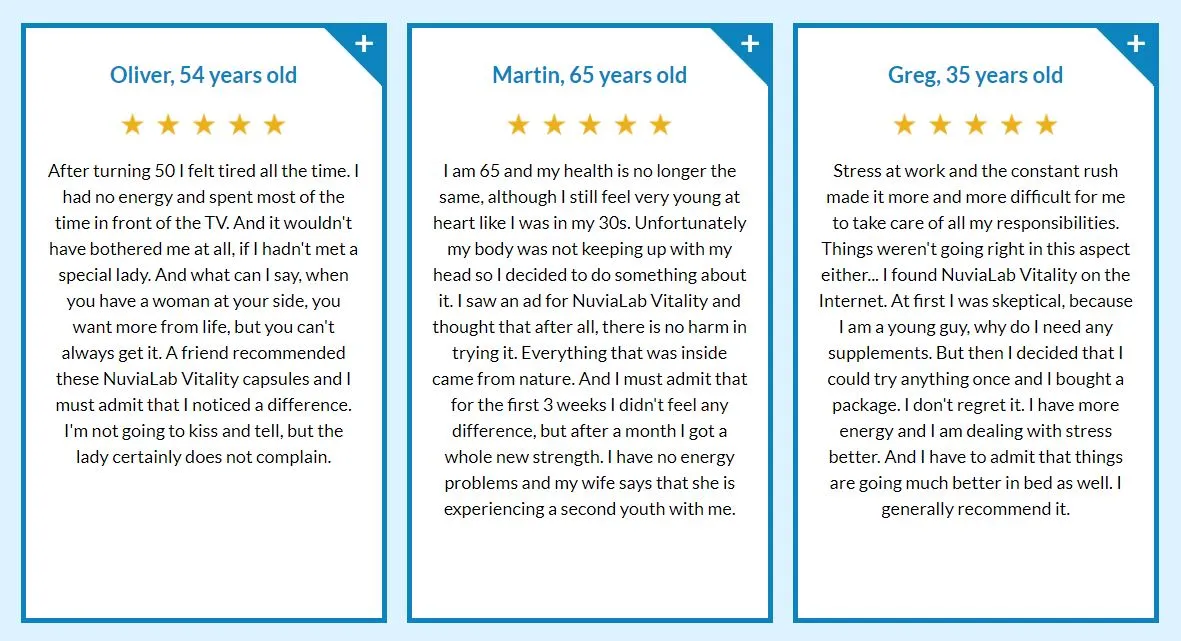 NuviaLab Vitality customer reviews and testimonials
