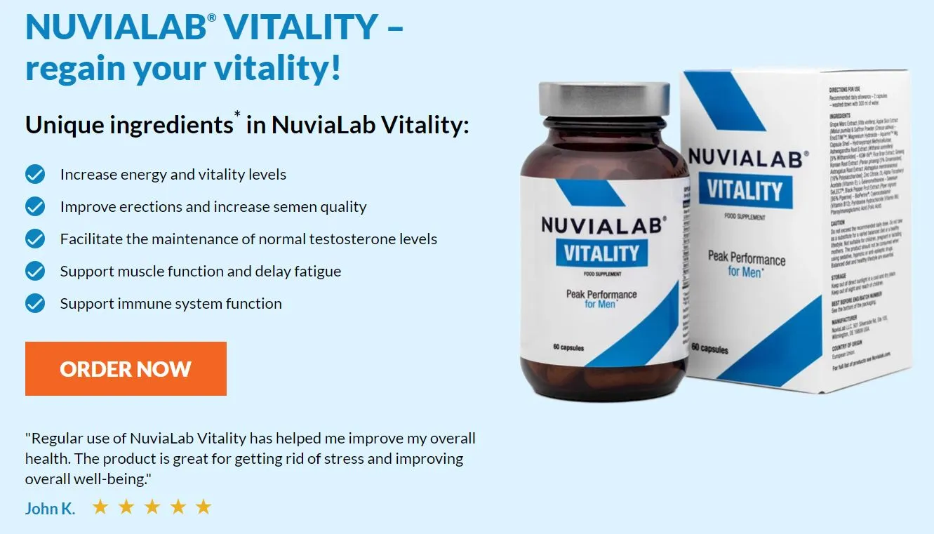 NuviaLab Vitality peak performance for men regain your vitality order now