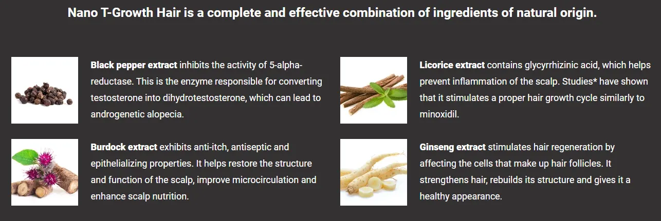 Folicerin: 14 Unique Advantages for Superior Hair Health 4 folicerin ingredients black pepper extract licorice extract burdock extract ginseng