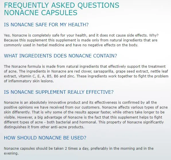 Nonacne FAQs