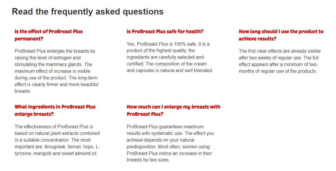 ProBreast Plus frequently asked questions