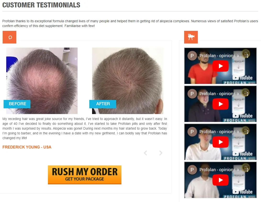 Profolan customer testimonials and reviews before after