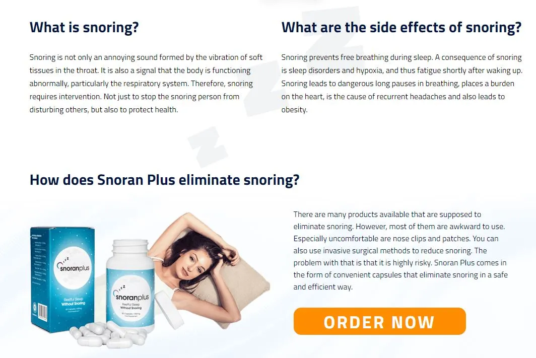 Snoran Plus what is snoring what are the side effects how snoran plus eliminate snoring